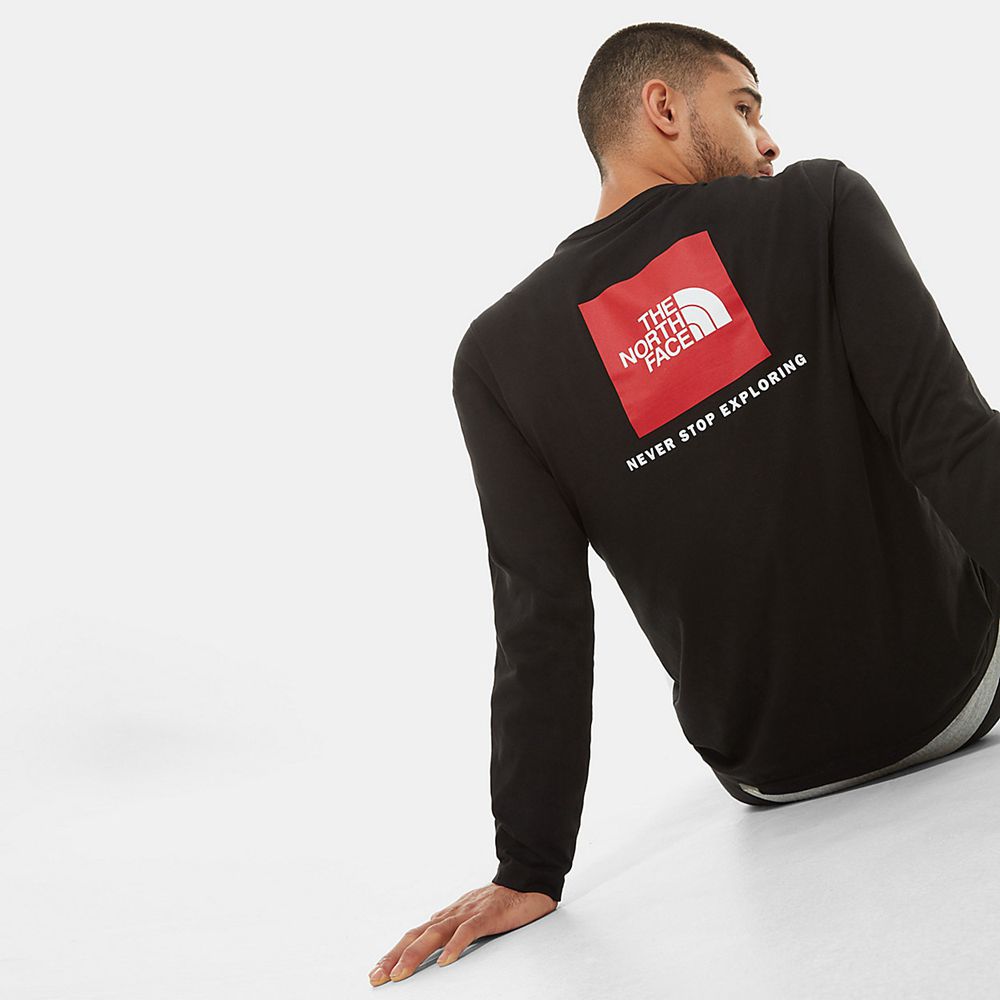 The North Face Long Sleeve Mens Australia - The North Face Red Box Long-Sleeve Black Never Stop Expl